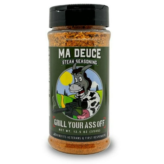 Grill Your As* Off Ma Deuce Steak Seasoning – Bold BBQ Rub with Larger Granulated Base – Gluten-Free & No MSG – Veteran-Owned & Made in USA