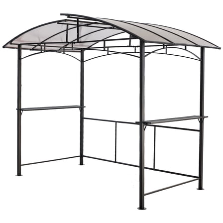 Grill gazebo 8x5ft,outdoor patio canopy,BBQ shelter with steel Hardtop and side shelves,