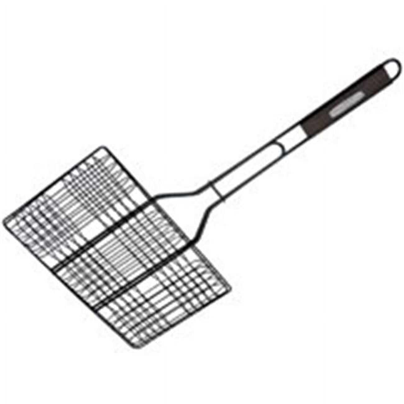 Non-Stick Black Metal Hamburger Broiler Basket with Hardwood Handle