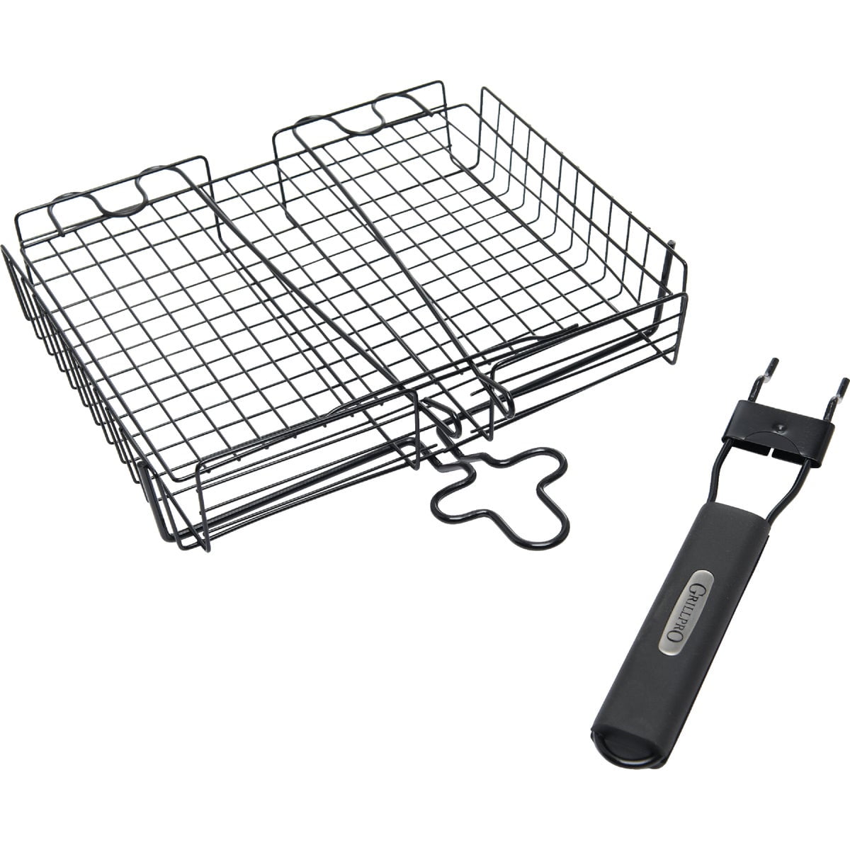 Non-Stick Black Steel Broiler Basket with Detachable Handle