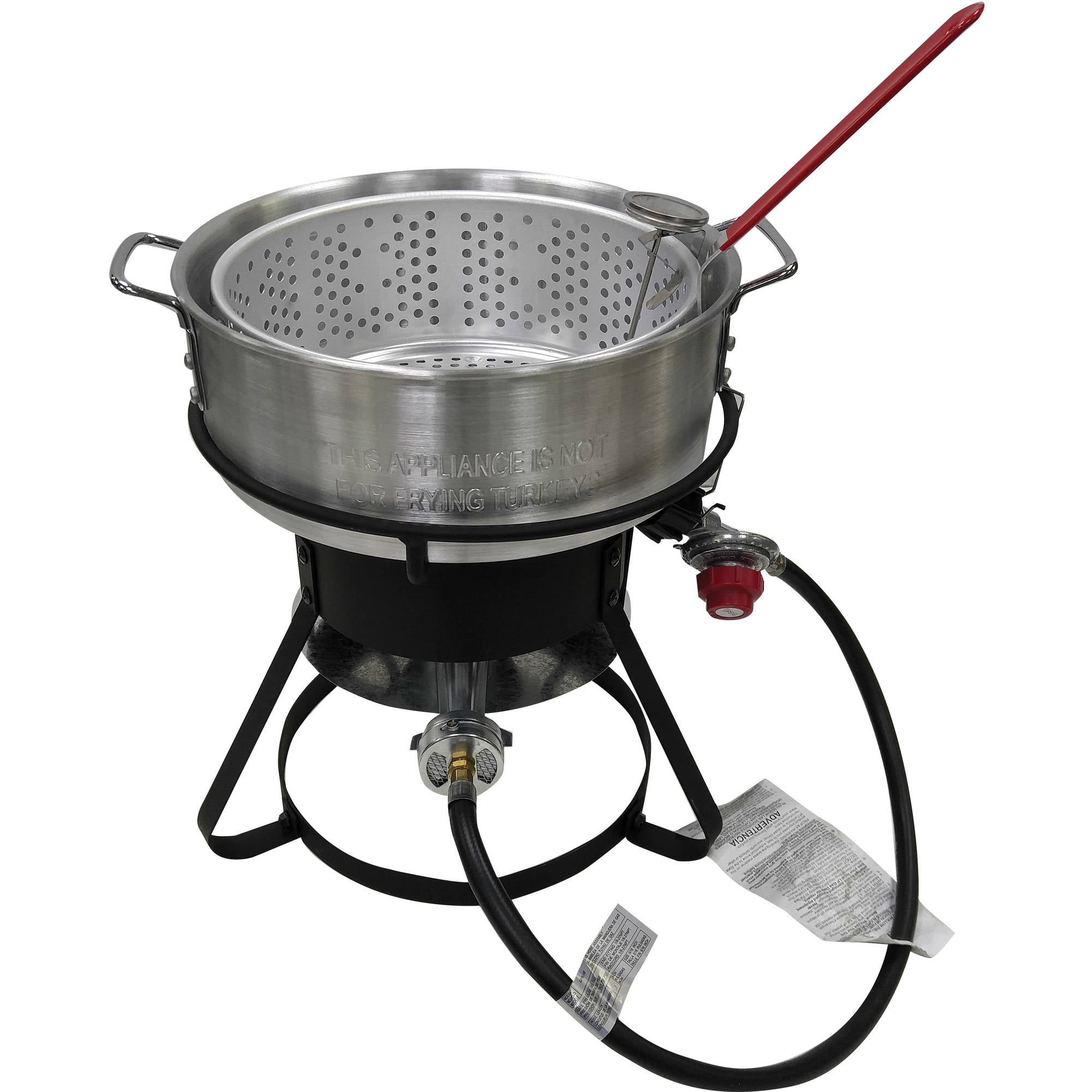 OuterMust 11 Qt. Fish Fryer Pot and Basket, 58,000 BTU Aluminum Propane  Outdoor Deep Fryer Pot with Basket and 5 Inches Thermometer for Frying  Fish