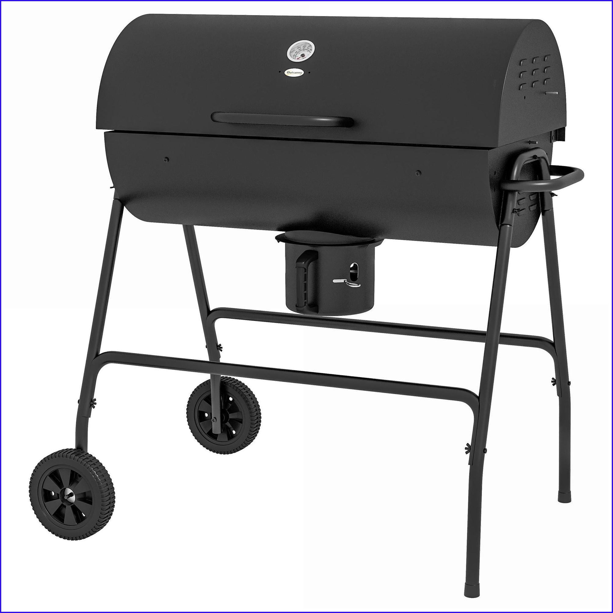 GrillSmokers Barrel Charcoal BBQ Grill, 420 sq.in, Wheels Thermometer, for Patio Backyard Tailgating | Black | Steel
