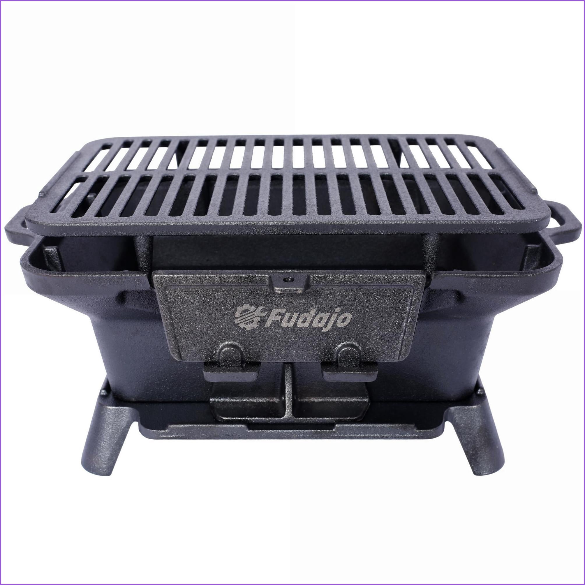GrillSmokers | Portable Enameled Cast Iron Charcoal Grill, Tabletop for Camping Tailgating Picnics | Black | Iron