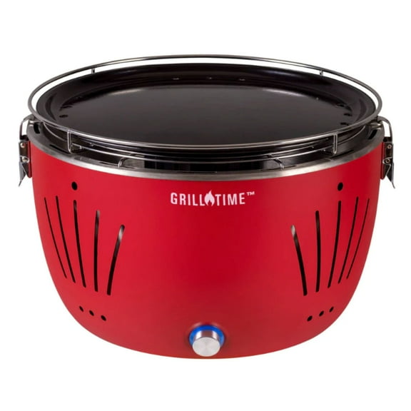 GrillTime Tailgater GT Griddle Combo 13 Inch - Portable Grill with Enamel Griddle Pan, Great for Grilling Bacon, Fish, Pancakes, For Outdoor Tailgates and Camping - Red