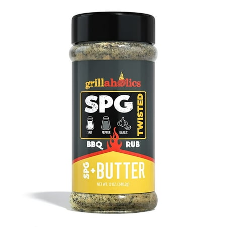 Grillaholics TWISTED SPG + Butter Salt Pepper Garlic & Butter Flavored BBQ Rub & All Purpose Seasoning