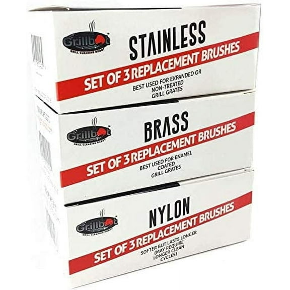 Grillbot Automatic Grill Cleaning Robot Replacement Brushes Variety Pack - Stainless, Nylon & Brass