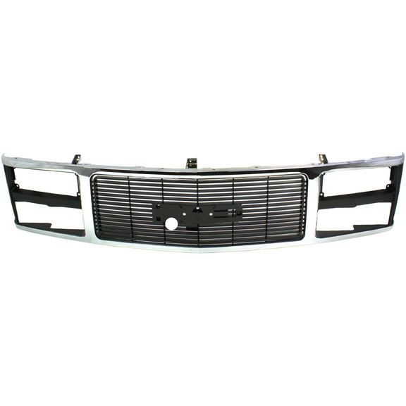 Grille Assembly Compatible With 1988-1993 GMC C1500 C2500 Chrome Shell with Black Insert