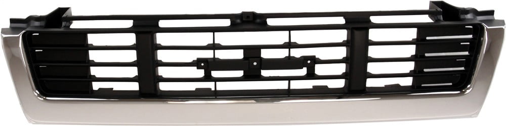 Grille Assembly Compatible With 1989-1991 Toyota Pickup Center Chrome Shell with Painted Black Insert