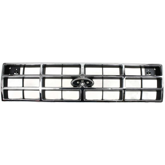 Grille Assembly Compatible With 1989-1992 Ford Ranger 1989-1990 Bronco II Chrome Shell with Painted Silver Insert