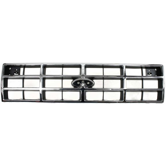 Grille Assembly Compatible With 1989-1992 Ford Ranger 1989-1990 Bronco II Chrome Shell with Painted Silver Insert