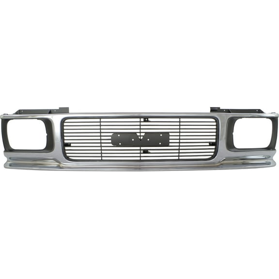 Grille Assembly Compatible With 1991-1993 GMC Sonoma 1992-1994 Jimmy Chrome Shell with Painted Gray Insert