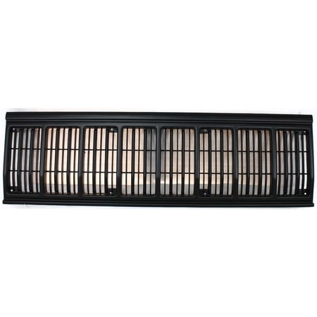 Grille Assembly Compatible With 1991-1996 Jeep Cherokee Painted Black Shell and Insert