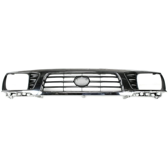 Grille Assembly Compatible With 1995-1997 Toyota Tacoma Chrome Shell with Painted Black Insert