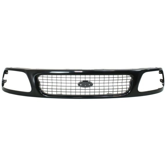 Grille Assembly Compatible With 1997-1998 Ford Expedition Painted Black Shell with Chrome Insert