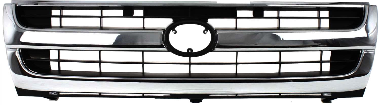 Grille Assembly Compatible With 1997-2000 Toyota Tacoma Chrome Shell with Painted Black Insert