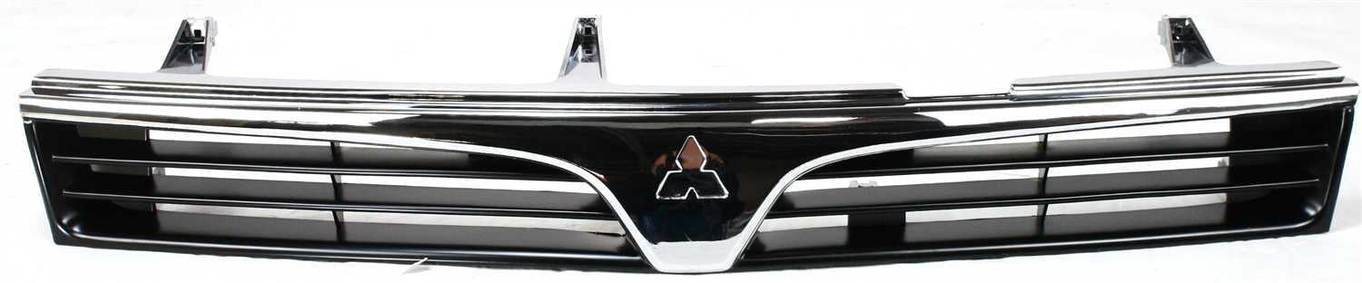 Grille Assembly Compatible With 1997-2001 Mitsubishi Mirage Sedan Chrome Shell with Painted Black Insert