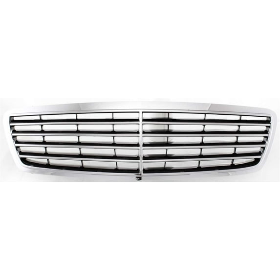 Grille Assembly Compatible With 2000-2002 Mercedes Benz E320 E430 Wagon Sedan Chrome Shell with Painted Black Insert