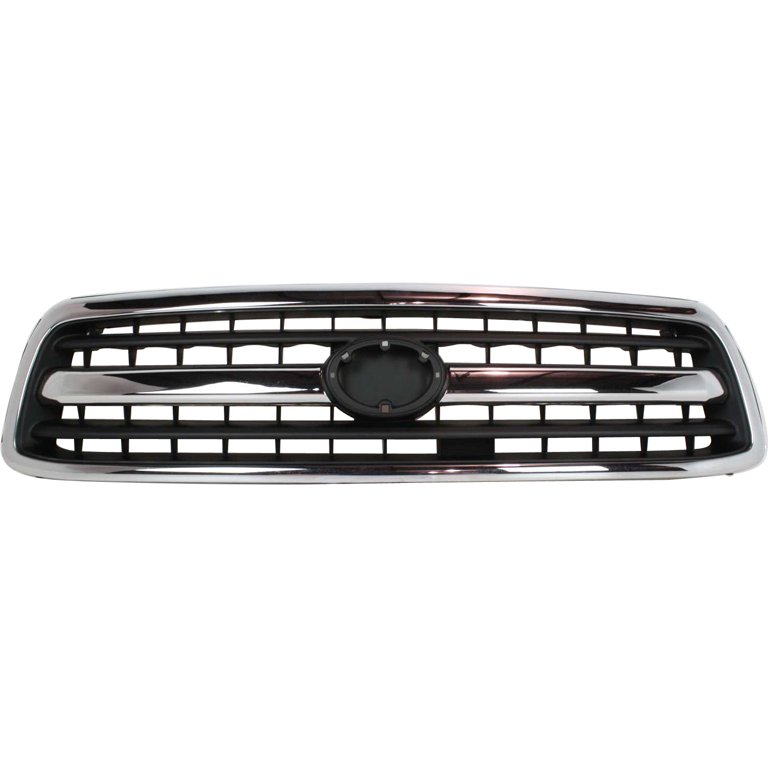 Grille Assembly Compatible With 2000-2002 Toyota Tundra Chrome Shell with  Painted Black Insert