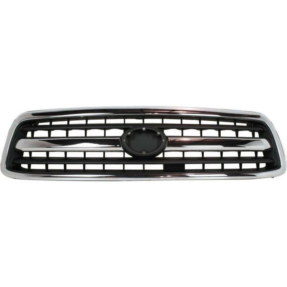Grille Assembly Compatible With 2000-2002 Toyota Tundra Chrome Shell with Painted Black Insert