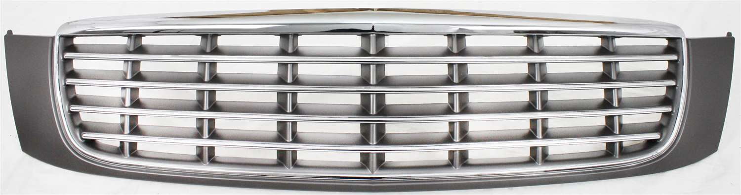 Grille Assembly Compatible With 2000-2005 Cadillac DeVille Chrome Shell with Painted Gray Insert