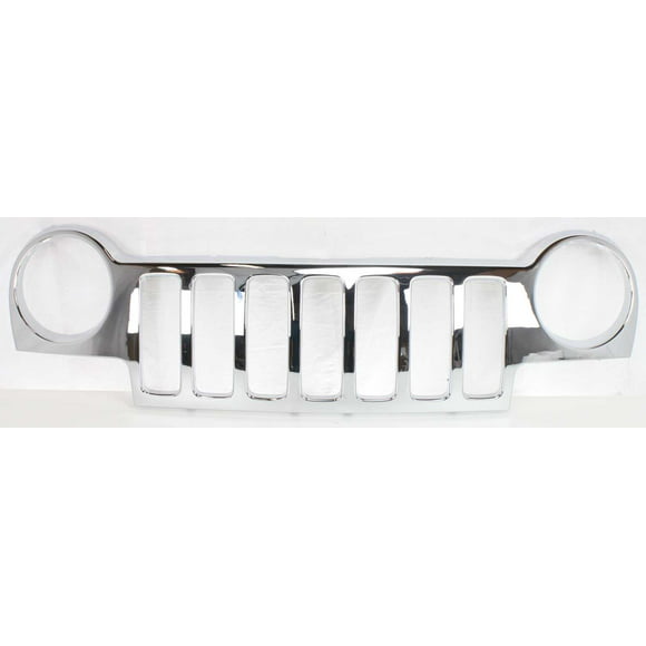 Grille Assembly Compatible With 2002-2004 Jeep Liberty Shell Chrome