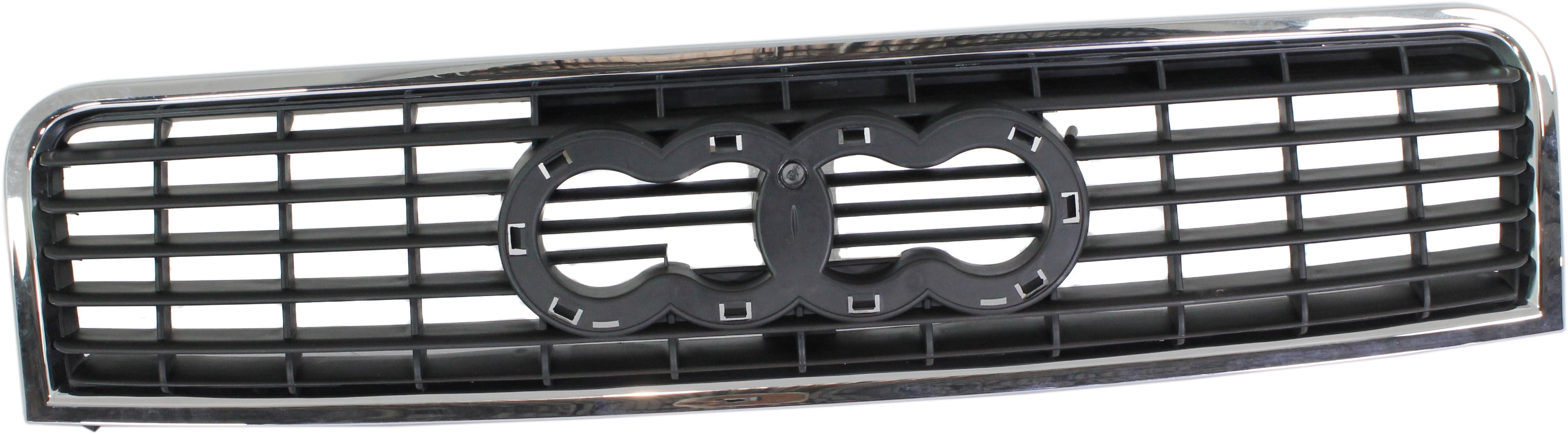 Grille Assembly Compatible With 2002-2005 Audi A4 Quattro Chrome Shell with Painted Satin Black Insert