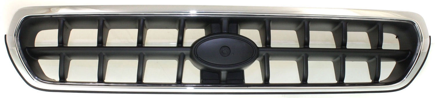 Grille Assembly Compatible With 2003-2004 Subaru Outback Chrome Shell with Painted Silver Black Insert