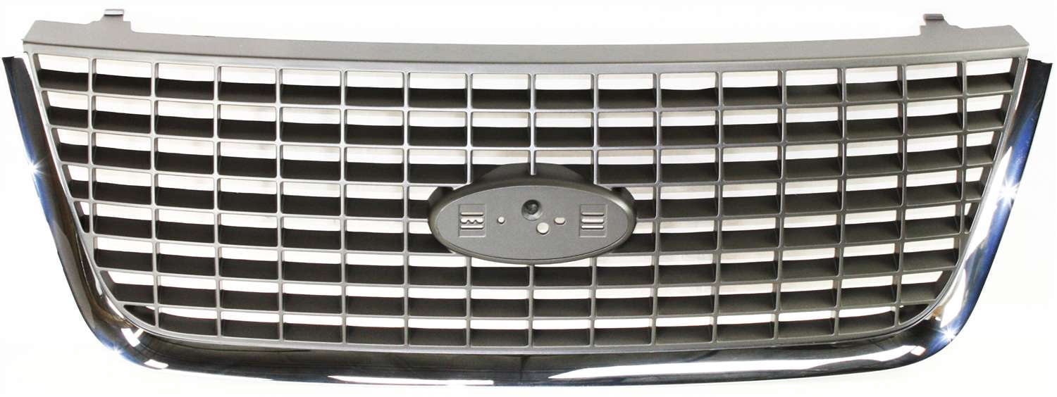 Grille Assembly Compatible With 2003-2006 Ford Expedition Chrome Shell with Painted Gray Insert