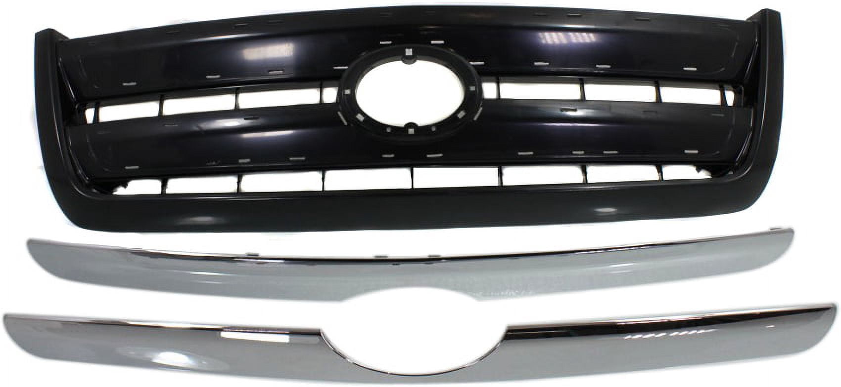 Grille Assembly Compatible With 2003-2006 Toyota Tundra Standard Cab Pickup Extended Painted Black Shell and Insert