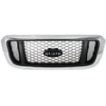 thumbnail image 1 of Grille Assembly Compatible With 2004-2005 Ford Ranger Extended Cab Pickup Standard Chrome Shell with Painted Silver Insert, 1 of 3