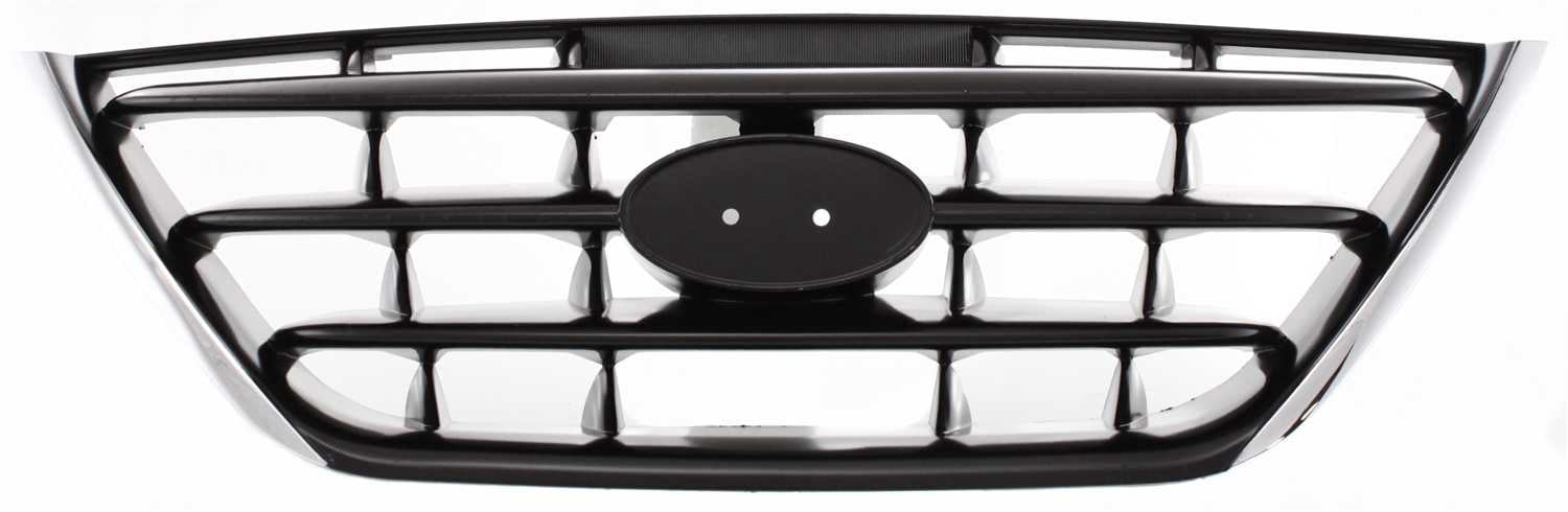 Grille Assembly Compatible With 2004-2006 Hyundai Elantra Chrome Shell with Painted Black Insert
