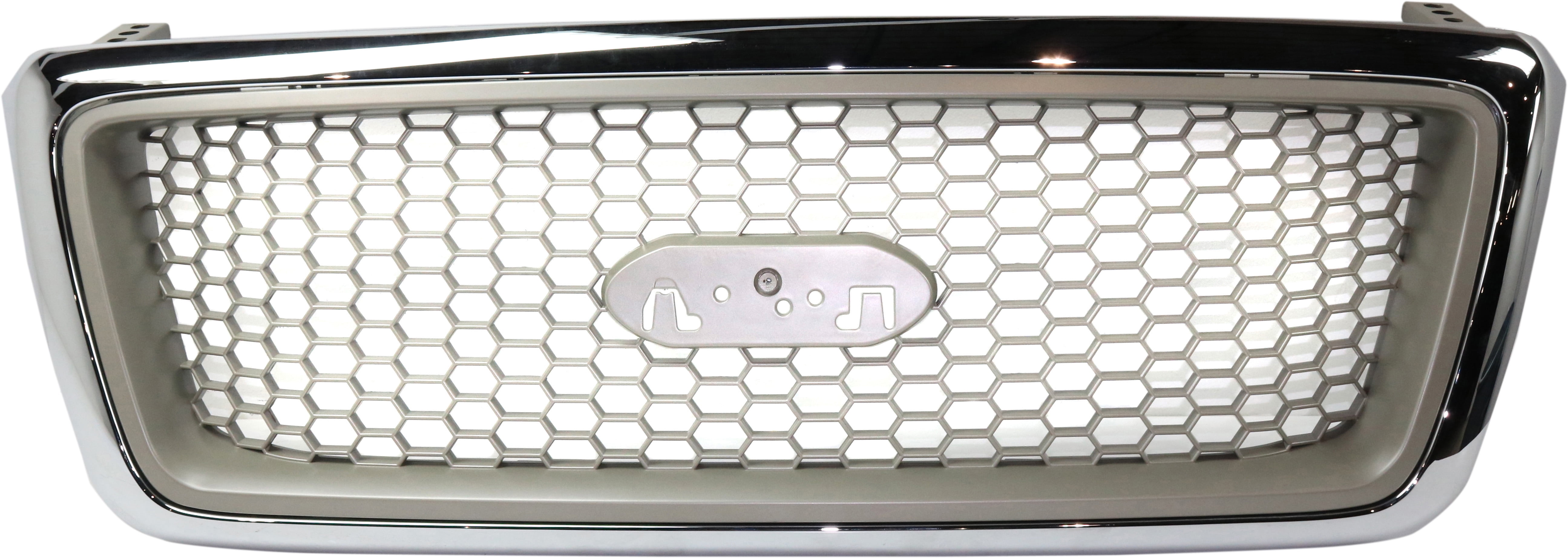Grille Assembly Compatible With 2004-2008 Ford F-150 Chrome Shell with Beige Insert