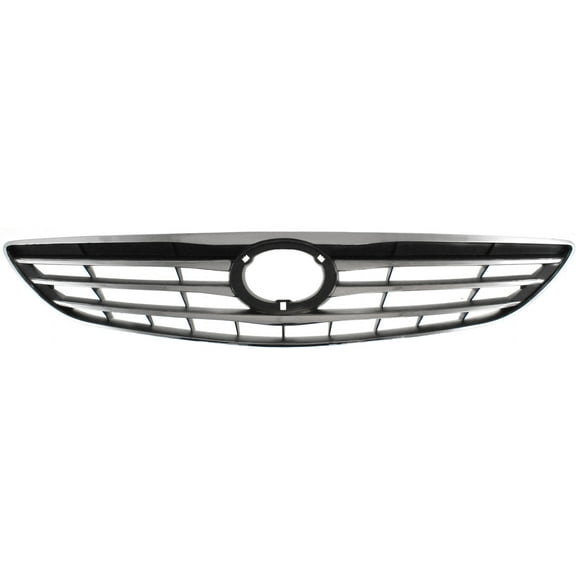 Grille Assembly Compatible With 2005-2006 Toyota Camry Chrome Shell with Painted Silver Insert