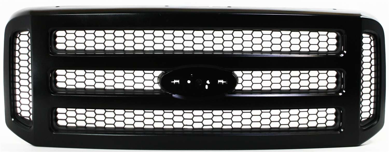 Grille Assembly Compatible With 2005-2007 Ford F-250 Super Duty F-350 Painted Black Shell and Insert