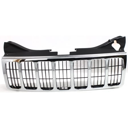 Grille Assembly Compatible With 2005-2007 Jeep Grand Cherokee Chrome Shell and Insert