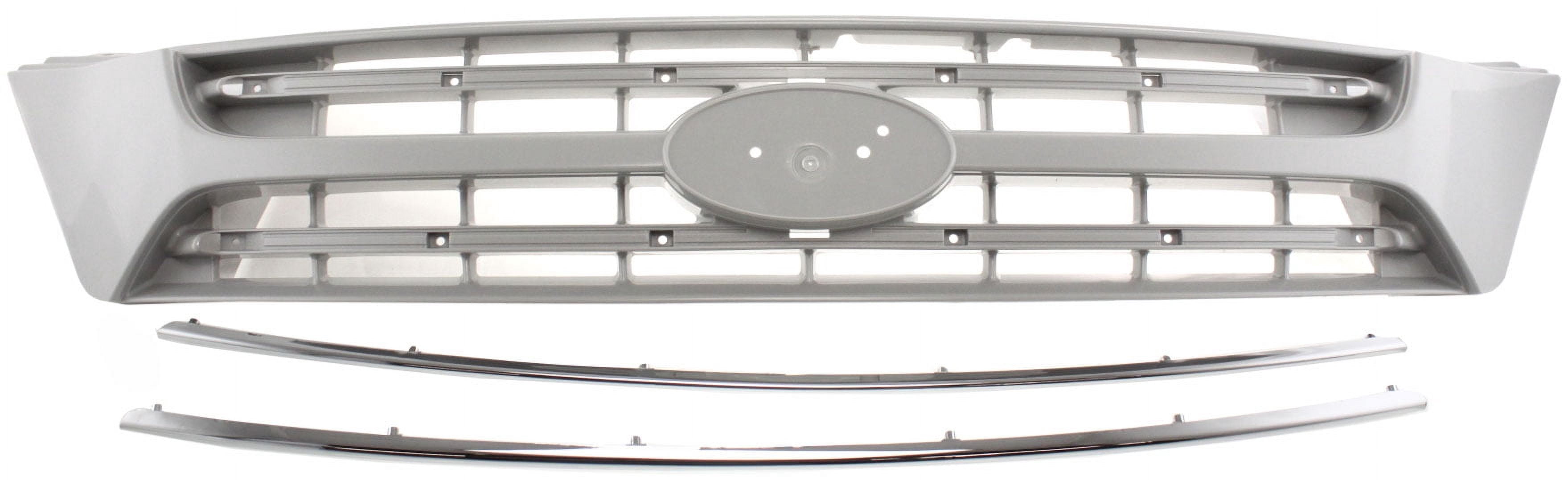Grille Assembly Compatible With 2006-2010 Kia Sedona Upper Silver Shell and Insert