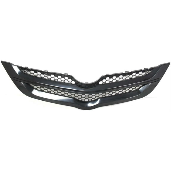 Grille Assembly Compatible With 2007-2008 Toyota Yaris Sedan Textured Black Shell and Insert