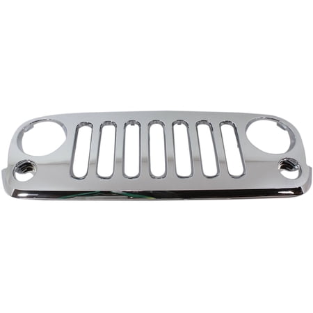 Grille Assembly Compatible With 2007-2016 Jeep Wrangler Chrome Shell and Insert