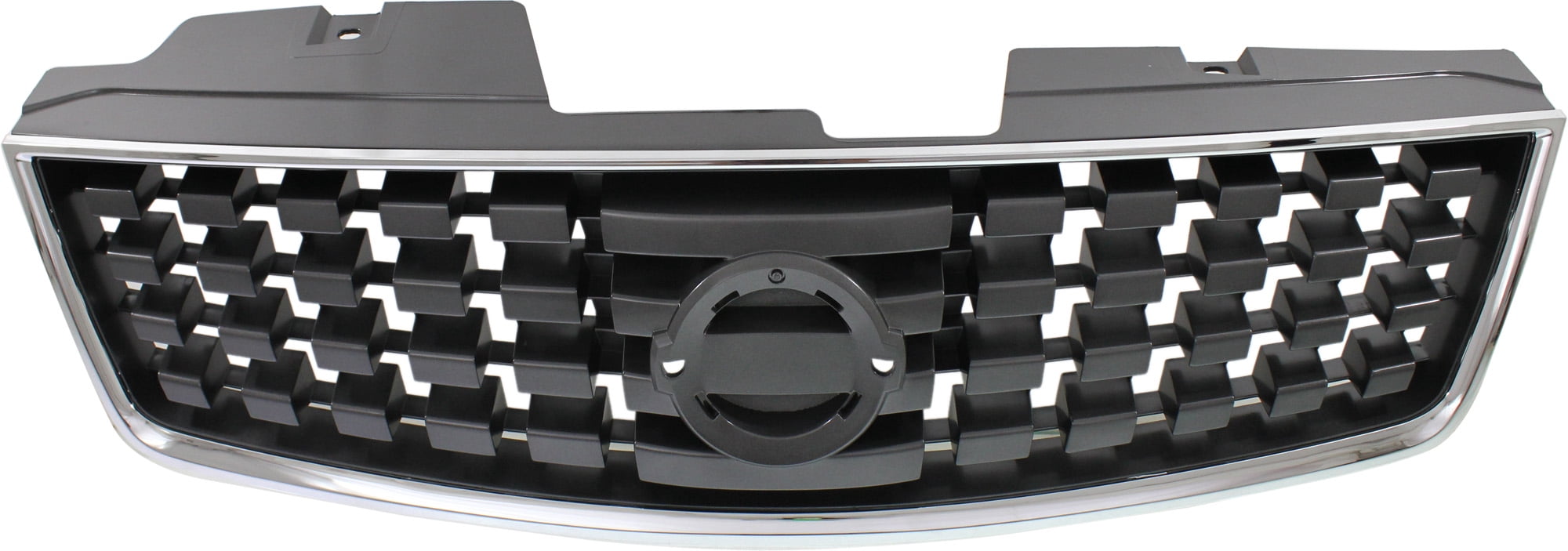 Grille Assembly Compatible With 2008-2009 Nissan Sentra Chrome Shell with Painted Dark Silver Black Insert