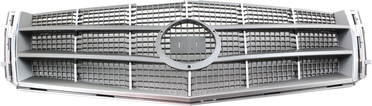 Grille Assembly Compatible With 2008-2011 Cadillac CTS Sedan Coupe Wagon Chrome Shell with Painted Silver Gray Insert