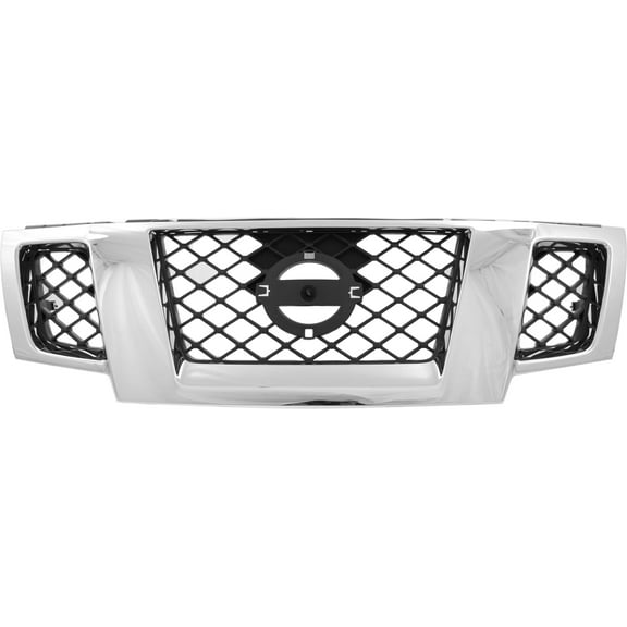 Grille Assembly Compatible With 2009-2019 Nissan Frontier Chrome Shell with Painted Black Insert