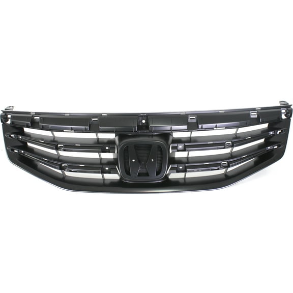 Grille Assembly Compatible With 2011-2012 Honda Accord Sedan Textured Black Shell and Insert