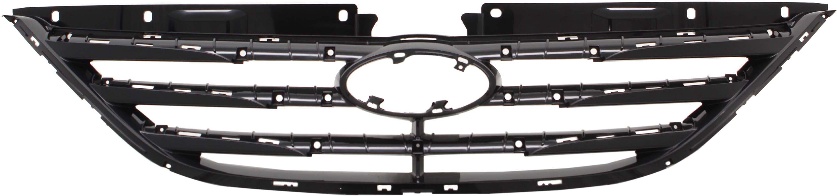 Grille Assembly Compatible With 2011-2014 Hyundai Sonata Textured Black Shell and Insert