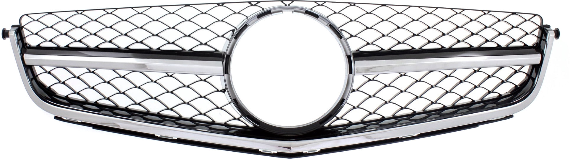 Grille Assembly Compatible With 2012-2015 Mercedes Benz C63 AMG Coupe Chrome Shell with Painted Black Insert