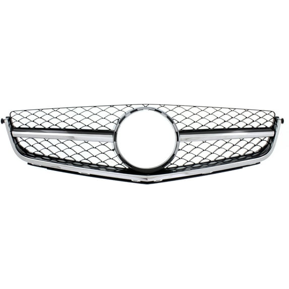 Grille Assembly Compatible With 2012-2015 Mercedes Benz C63 AMG Coupe Chrome Shell with Painted Black Insert