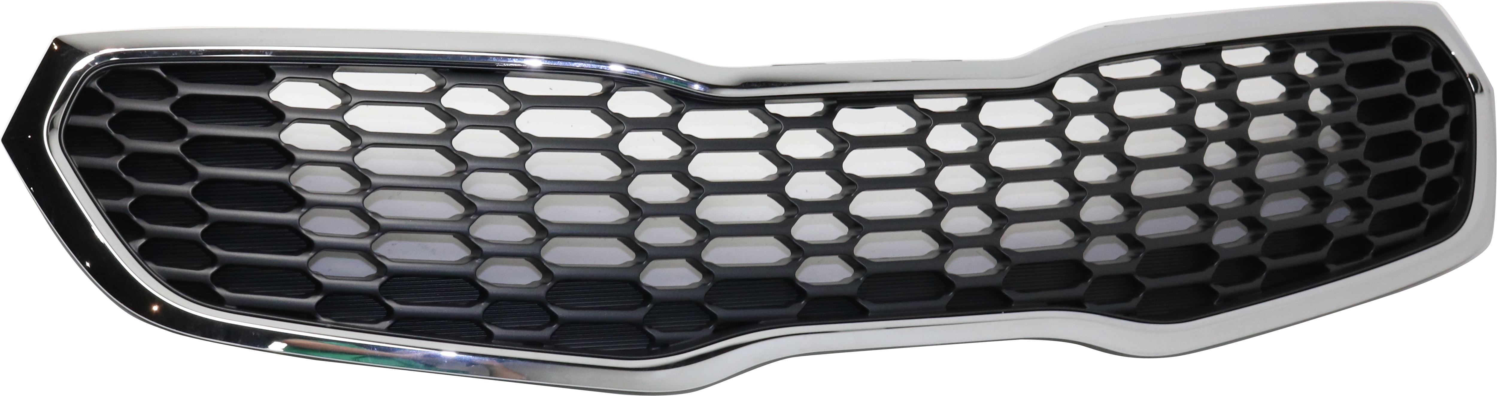 Grille Assembly Compatible With 2014-2016 Kia Forte Forte5 Chrome Shell with Gray Insert CAPA Certified