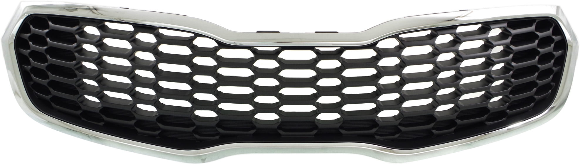 Grille Assembly Compatible With 2014-2016 Kia Forte Forte5 Chrome Shell with Gray Insert