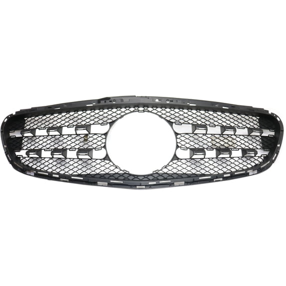Grille Assembly Compatible With 2014-2016 Mercedes Benz E250 E350 Sedan Wagon Textured Black Shell and Insert