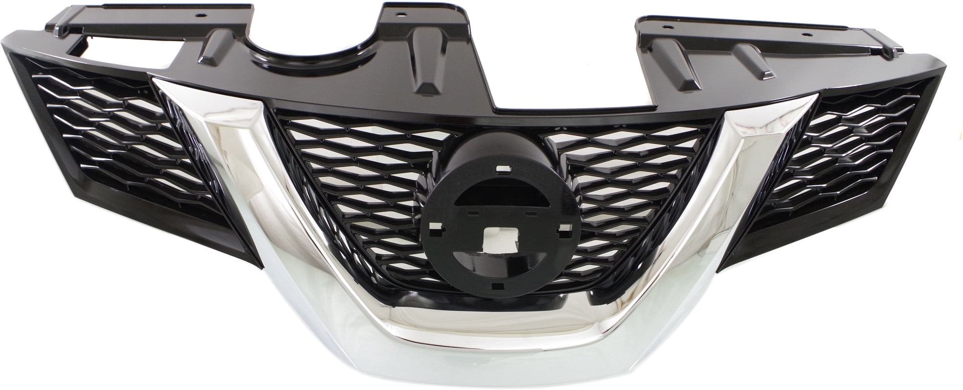 Grille Assembly Compatible With 2014-2016 Nissan Rogue Painted Black Shell and Insert CAPA Certified