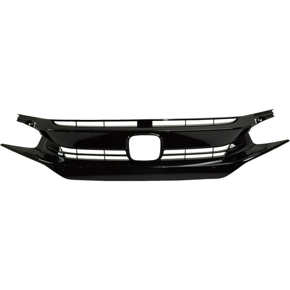 Grille Assembly Compatible With 2017-2019 Honda Civic Hatchback Painted Black Shell and Insert